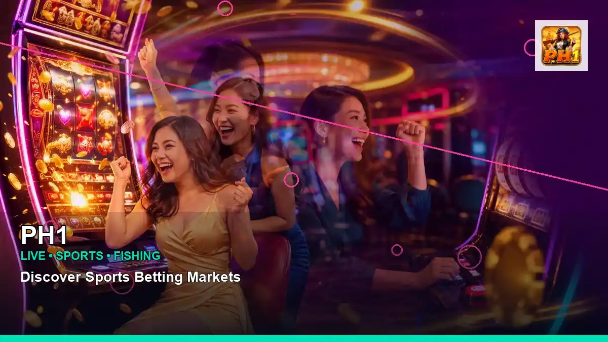 PH1 neon jackpot slot games featuring an adult Filipina casino host with a panoramic reel composition